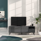 Meuble TV moderne Heaton, meuble multimédia avec armoire de rangement 144,6 cm