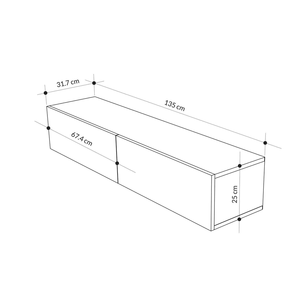 Meuble TV mural design Francy 135 cm