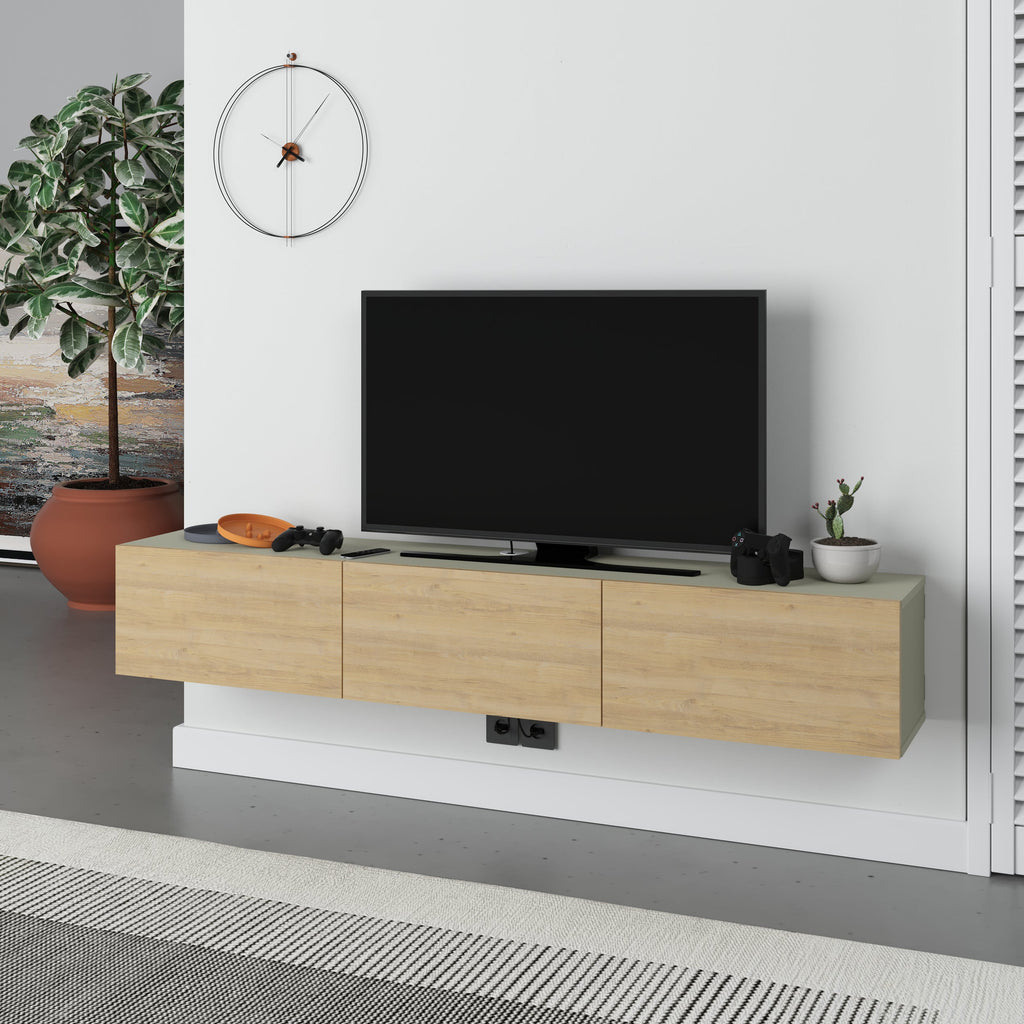 Meuble TV moderne Francy - Mural - 3 compartiments - 180 cm