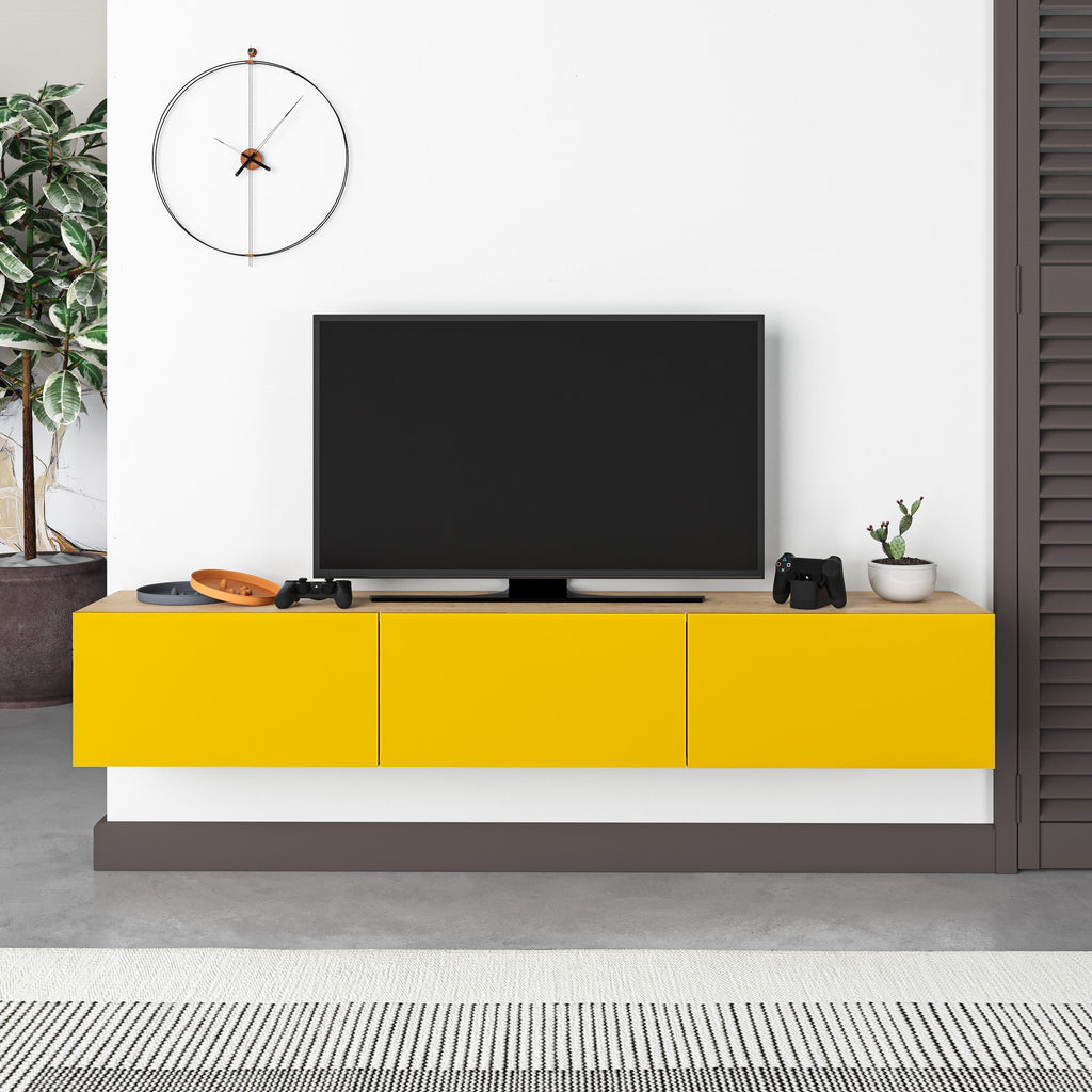 Meuble TV moderne Francy - Mural - 3 compartiments - 180 cm