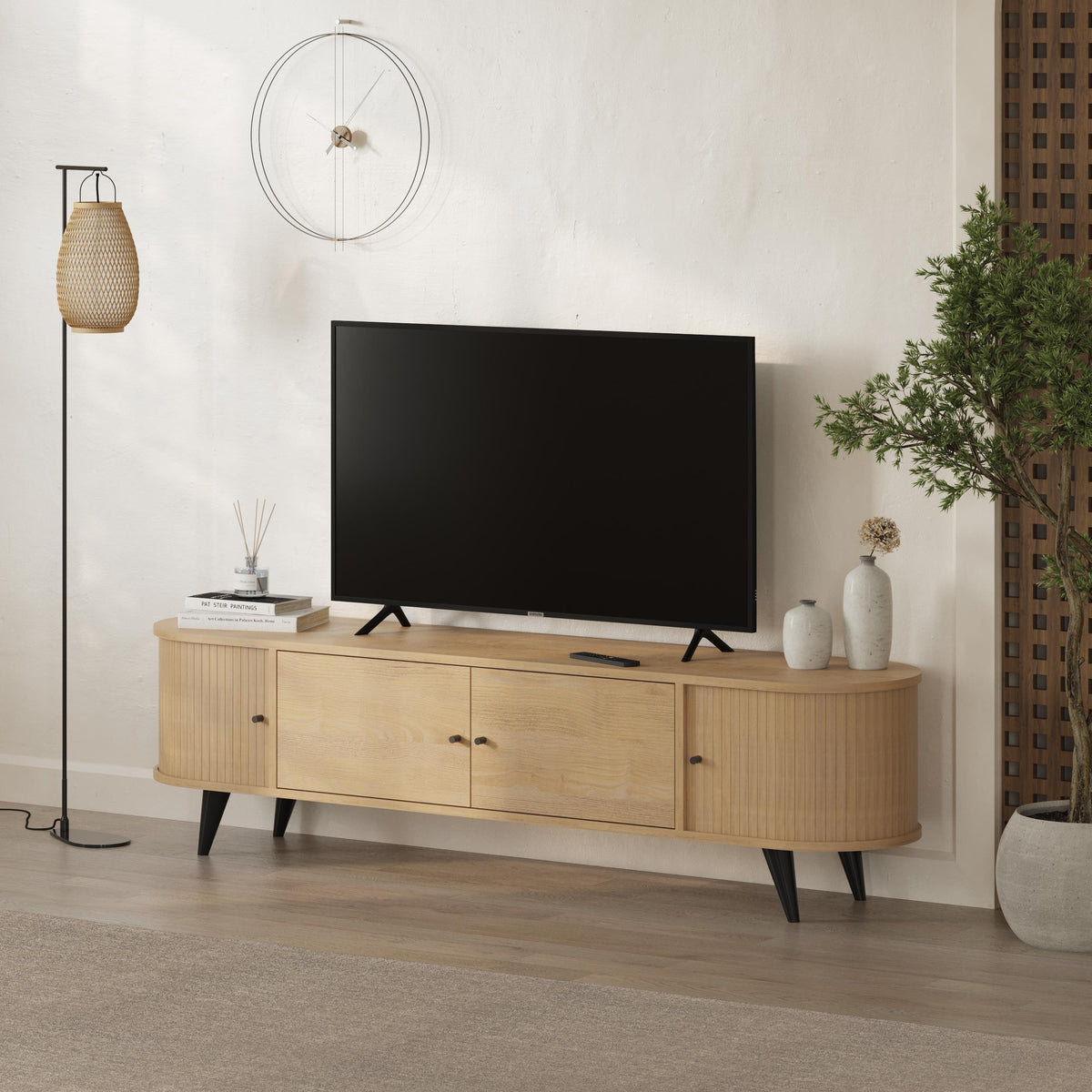 Meuble TV Gentle – Chêne – Meuble de rangement 4 portes