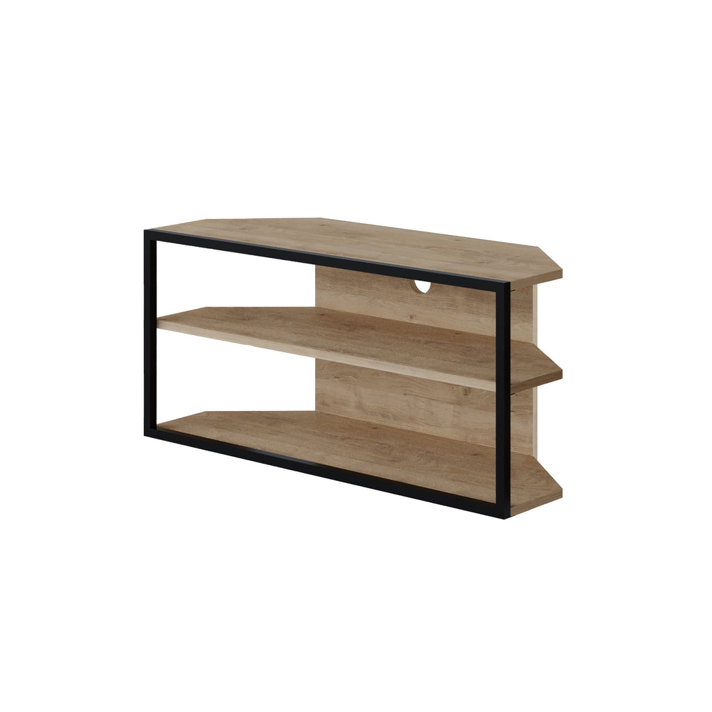 Meuble TV d'angle Echo – Unité d'angle compacte pour téléviseurs avec étagères de rangement pour salons ou appartements
