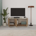 Meuble TV Dione effet chêne et travertin 120 cm