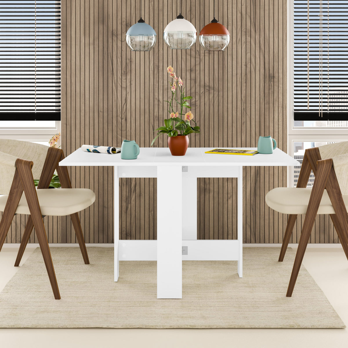 Table de salle à manger Artemio – Pliante – Finition blanche