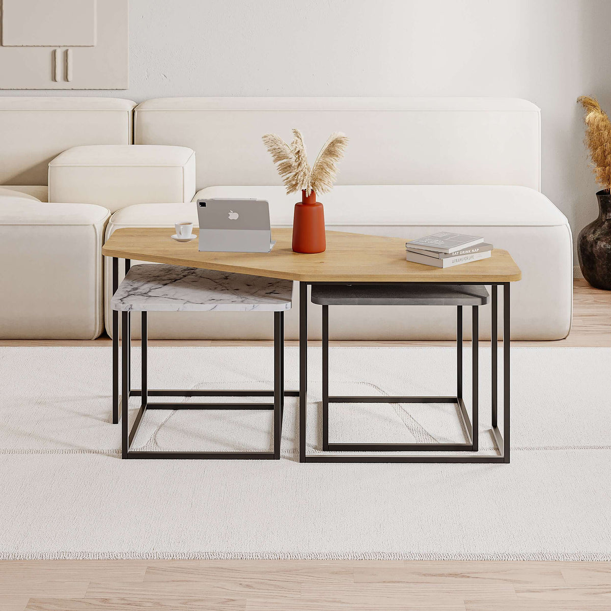 Table basse moderne Nesty 3 pièces