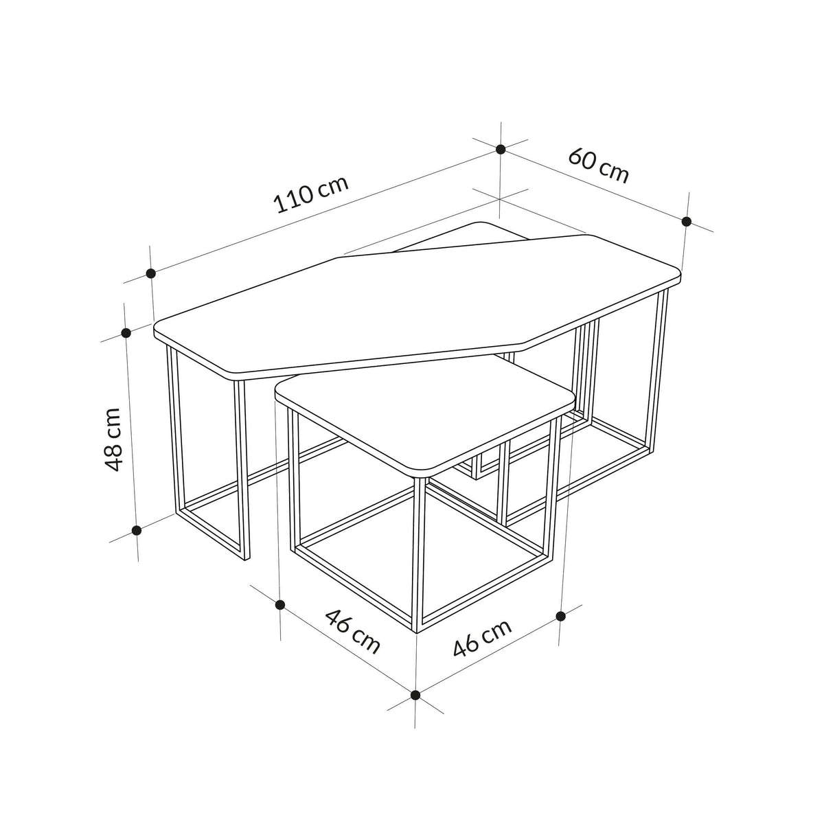 Table basse moderne Nesty 3 pièces