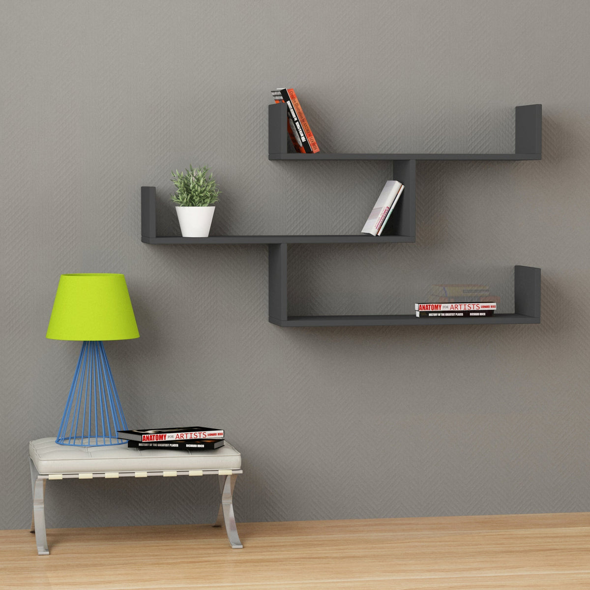 Étagère murale Tibet – Bibliothèque flottante moderne 119 cm