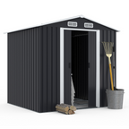 Abri de jardin 3,7 m² gris en acier galvanisé avec base