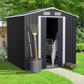 Abri de jardin 3,7 m² gris en acier galvanisé avec base