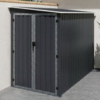 Abri de jardin adossé 3 m² gris en acier galvanisé avec double porte latérale