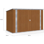 Abri de jardin en métal effet bois verrouillable multi-rangement pour le stockage de vélos, d'outils et de poubelles