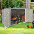 Abri de jardin en métal gris clair verrouillable multi-rangement pour vélos, outils, poubelles