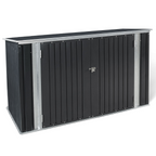 Abri de jardin en métal gris anthracite verrouillable, idéal pour le rangement de vélos, d'outils et de poubelles.