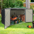 Abri de jardin en métal gris anthracite verrouillable, idéal pour le rangement de vélos, d'outils et de poubelles.
