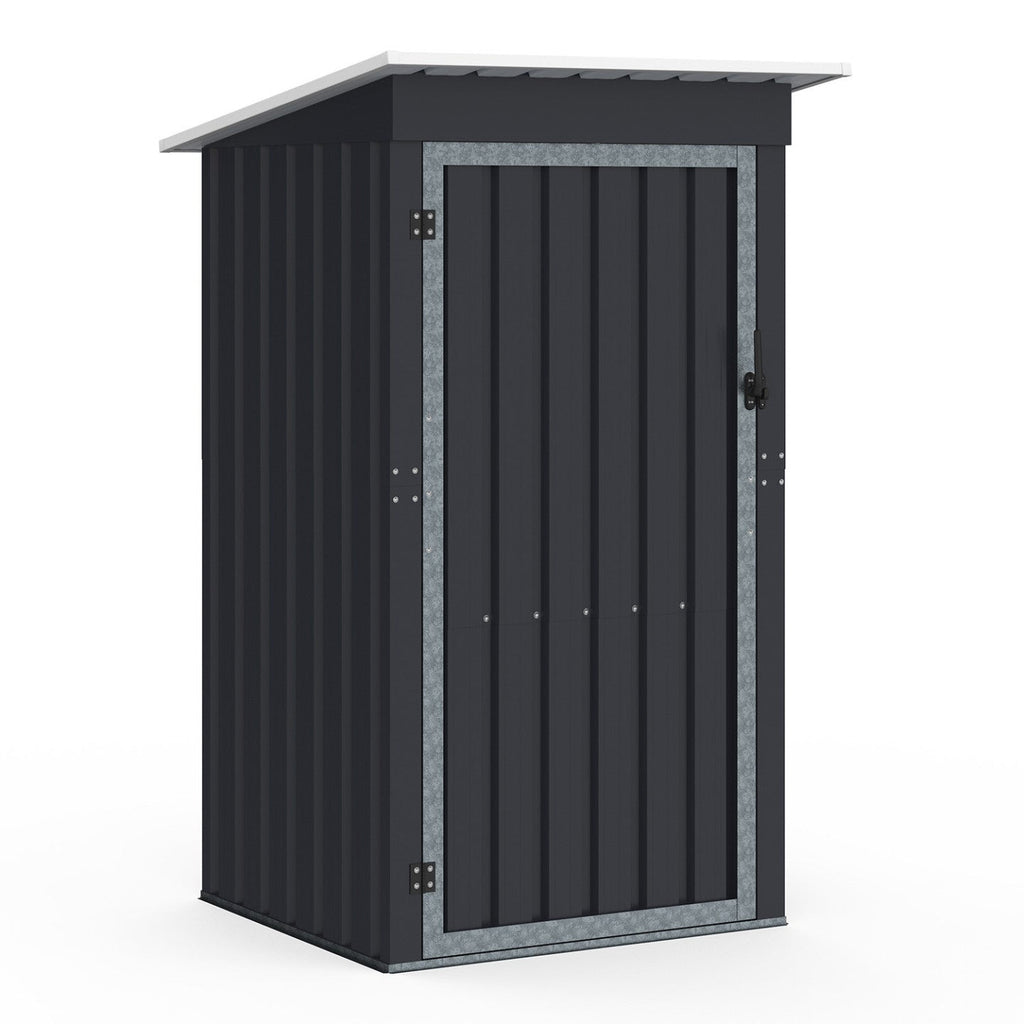 Abri de jardin gris en acier galvanisé 100 x 95 x 160 cm avec toit incliné 1 porte