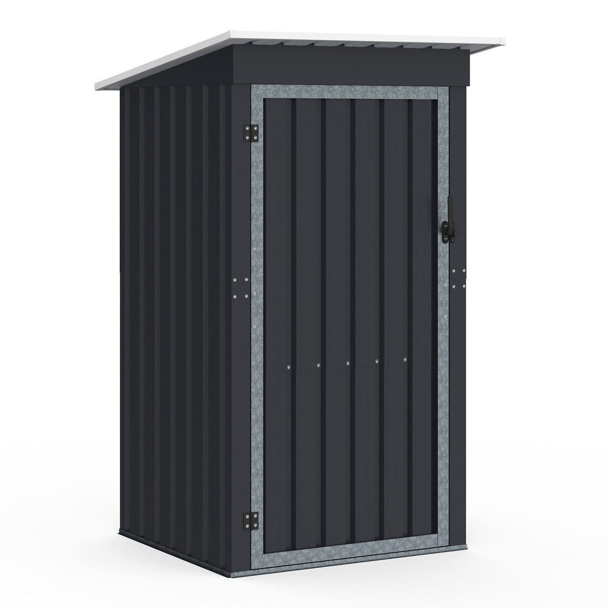 Abri de jardin gris en acier galvanisé 100 x 95 x 160 cm avec toit incliné 1 porte