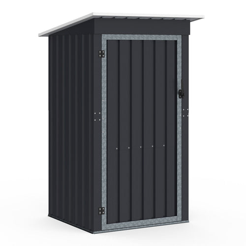 Abri de jardin gris en acier galvanisé 100 x 95 x 160 cm avec toit incliné 1 porte