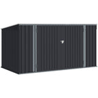 Abri de jardin XXL en métal gris anthracite verrouillable multi-rangement pour stockage vélos, outils, poubelles