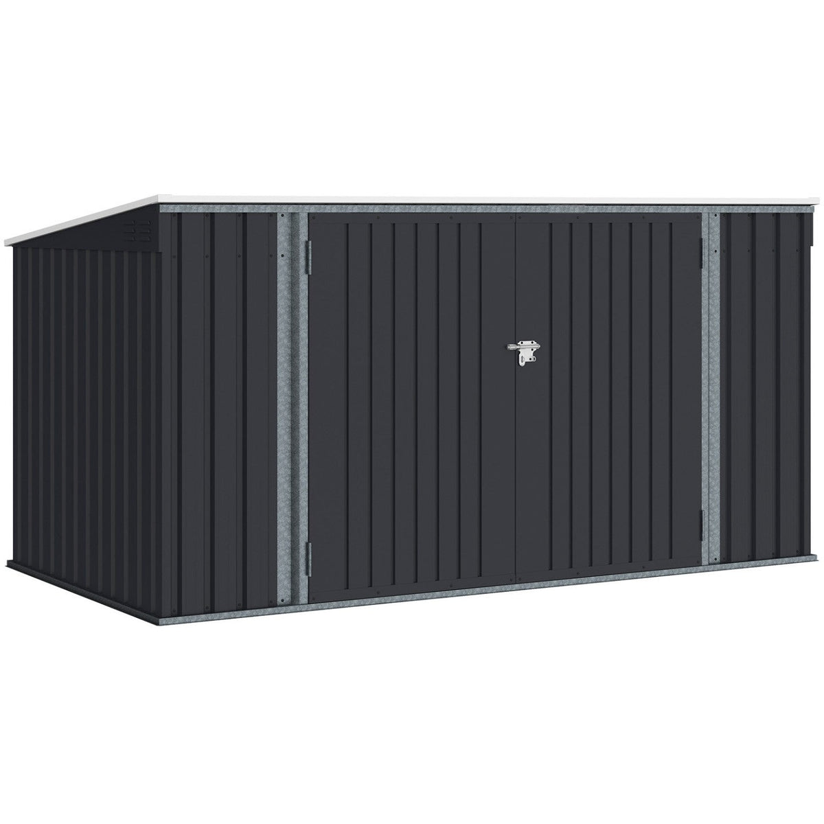 Abri de jardin XXL en métal gris anthracite verrouillable multi-rangement pour stockage vélos, outils, poubelles