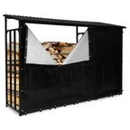 Abri de stockage pour bûches en acier galvanisé L. 274 cm avec housse de protection
