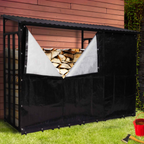 Abri de stockage pour bûches en acier galvanisé L. 274 cm avec housse de protection