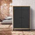 Meuble bas ESTER 2 portes métal noir et contour bois design industriel