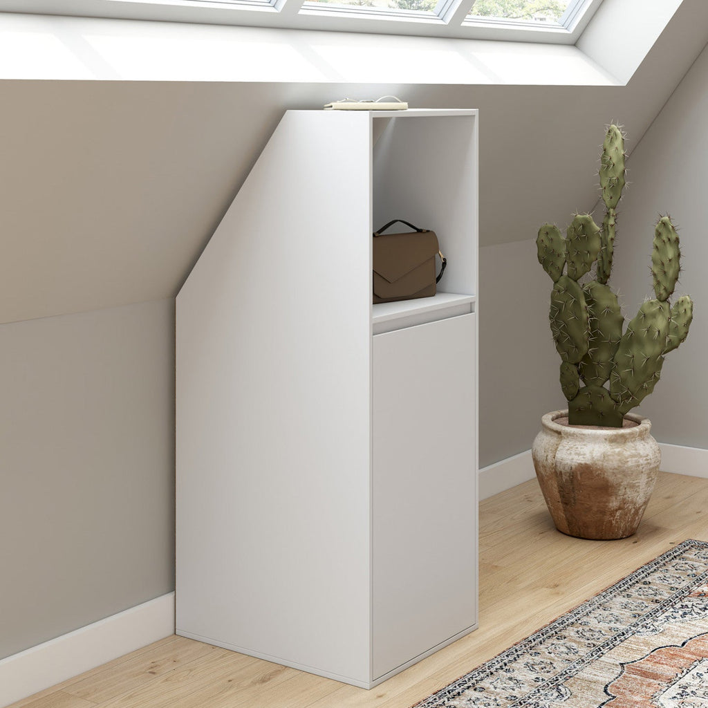 Armoire sous pente 1 porte et 1 niche TOMI 40 x 50 x 110/70 cm blanc