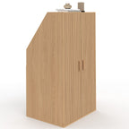 Armoire sous pente 2 portes JULIETTE 60 x 50 x 70/110 cm effet lattes tasseaux bois coloris chêne