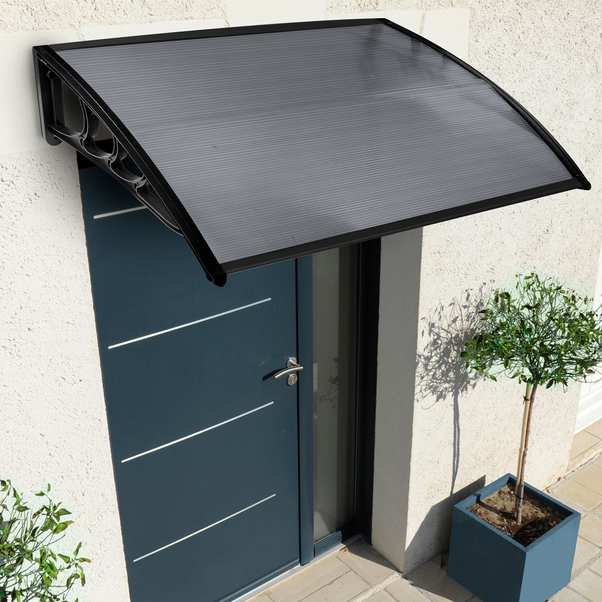 Marquise de porte d'entrée 80 x 120 cm teintée