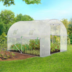 Bâche de rechange pour serre de jardin tunnel 6 m² 3 x 2 x 2 m anti-UV avec porte et fenêtres ROMA blanche toutes saisons