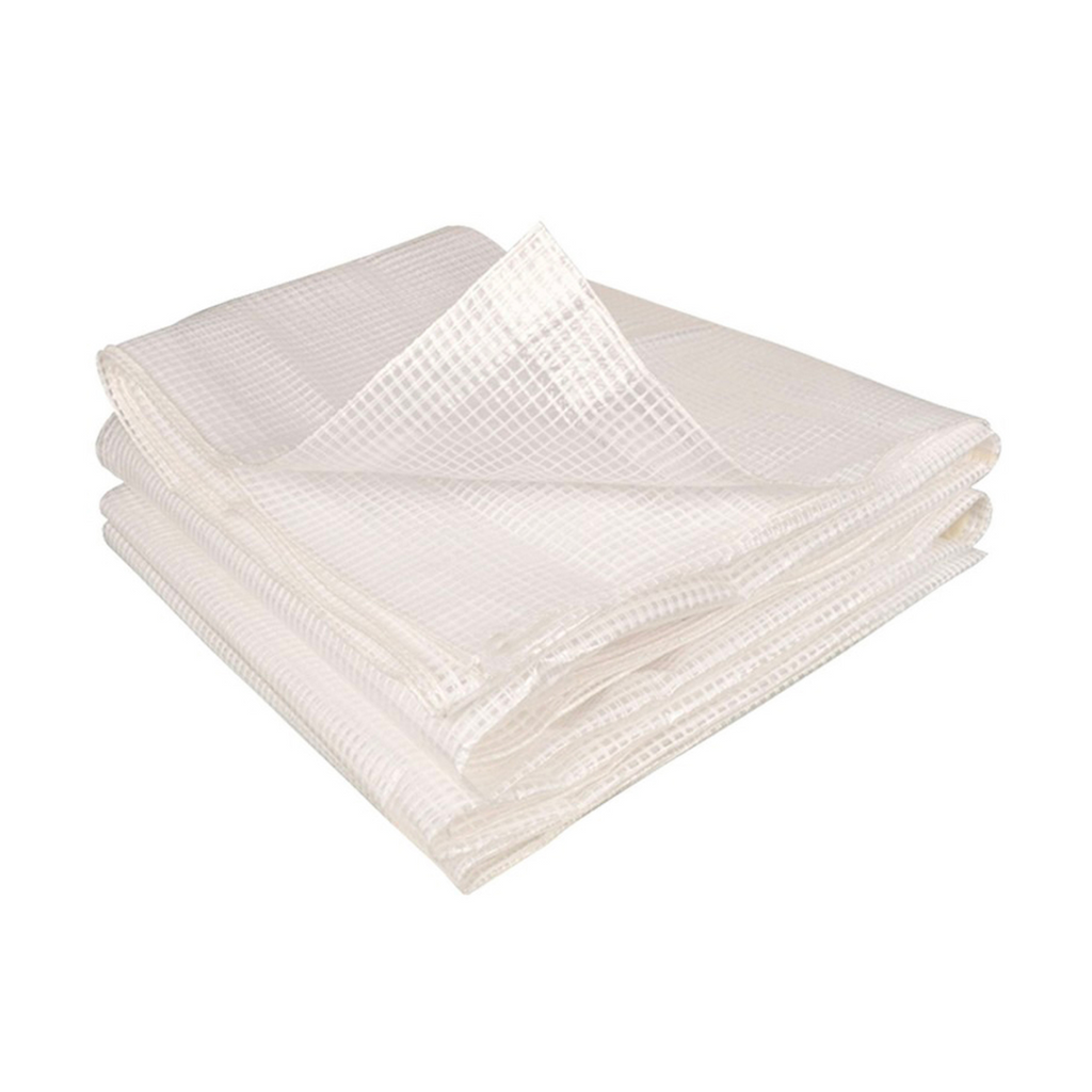 Bâche de rechange 130g/m² pour serre à tomates 3m² blanche relevable 2 fenêtres + porte zippée