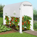 Bâche de rechange 130g/m² pour serre à tomates 3m² blanche relevable 2 fenêtres + porte zippée