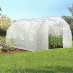 Bâche de rechange pour serre de jardin tunnel 12 m² 4 x 3 x 2 m anti-UV avec porte et fenêtres ZEBRA blanche