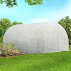 Bâche de rechange pour serre de jardin tunnel 12m² 4 x 3 x 2 m anti-UV avec porte et fenêtres ZEBRA blanche toutes saisons