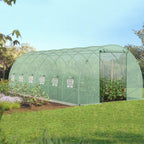 Bâche de rechange pour serre de jardin tunnel 18 m² 6 x 3 x 2 m anti-UV avec porte et fenêtres CRIMÉE verte