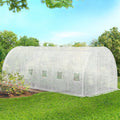 Bâche de rechange pour serre de jardin tunnel 18 m² 6 x 3 x 2 m anti-UV avec porte et fenêtres CRIMÉE blanche toutes saisons