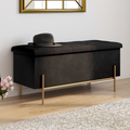 Banc coffre de rangement LOUIS pieds métal doré 100 cm velours noir