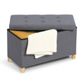 Banc coffre de rangement sur pieds 76 cm tissu gris anthracite
