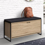 Banc d'entrée à chaussures 100 cm avec coussin LUIS design industriel