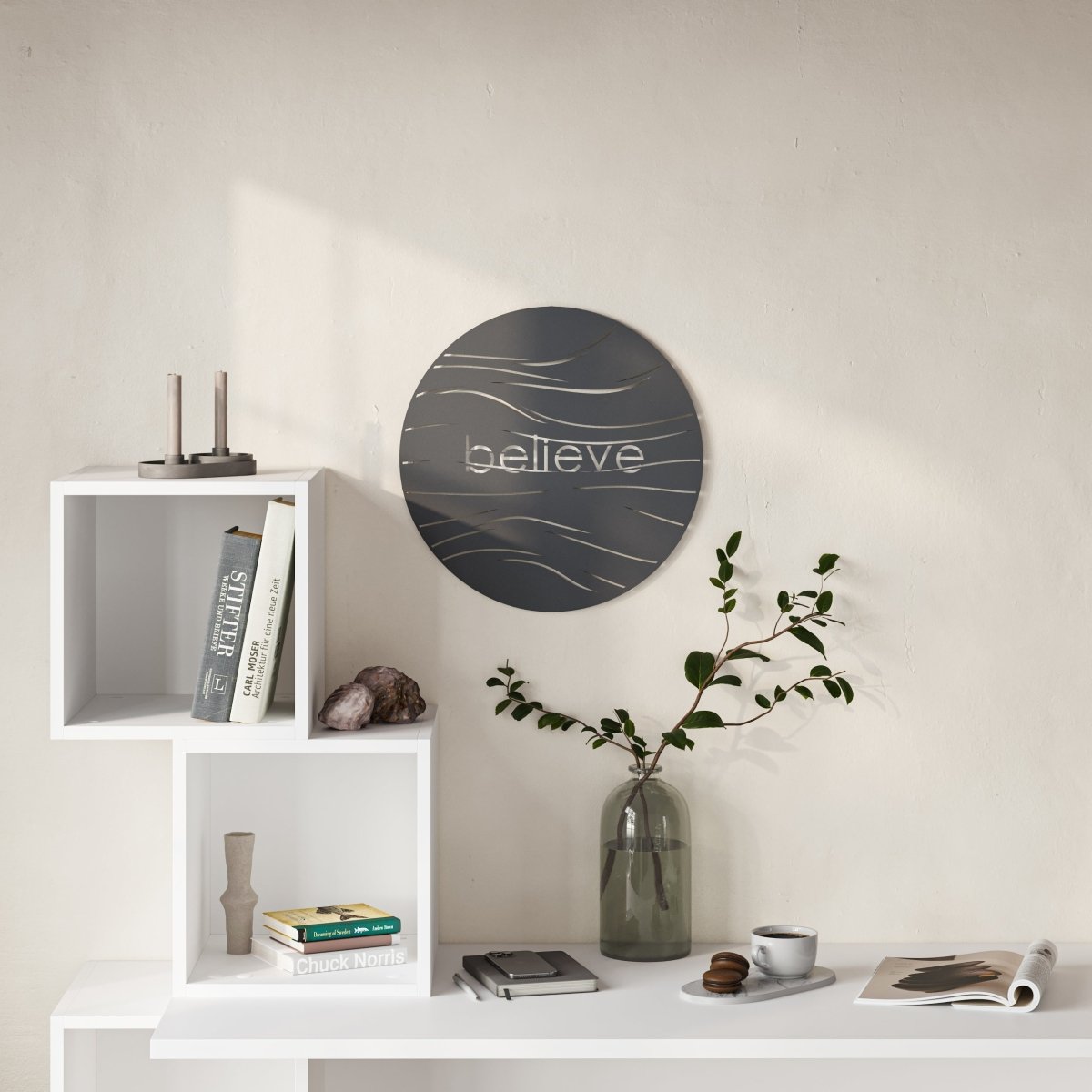 Décoration murale moderne en métal « Believe »