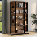 Bibliothèque coulissante ALPHONSE 5 niveaux 15 niches bois et noir