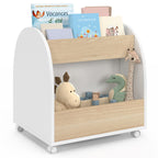 Bibliothèque pour enfant ANDREAS sur roulettes hêtre et blanc