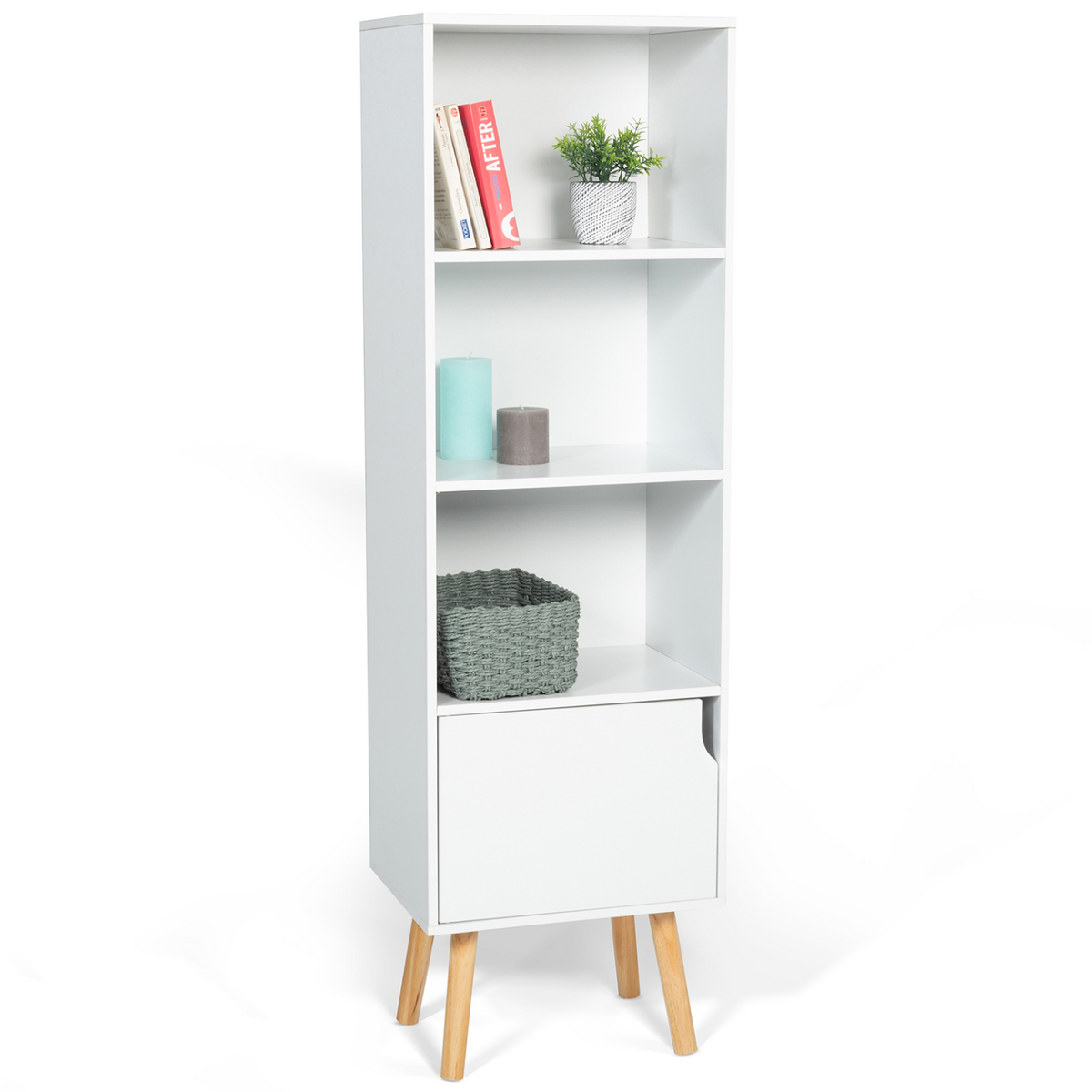 Bibliothèque colonne de rangement style scandinave EMMIE blanc