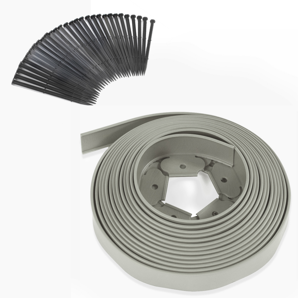 Bordurette de jardin flexible 10 M grise hauteur 5 CM + 30 piquets