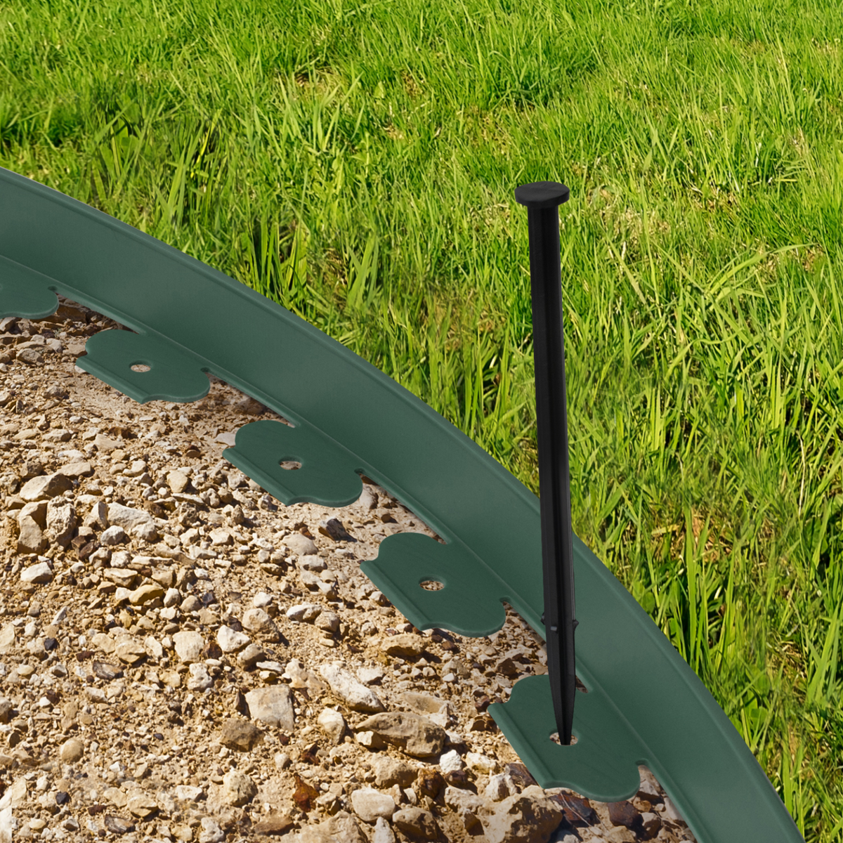 Bordure de jardin flexible 10 m verte, hauteur 5 cm + 30 piquets