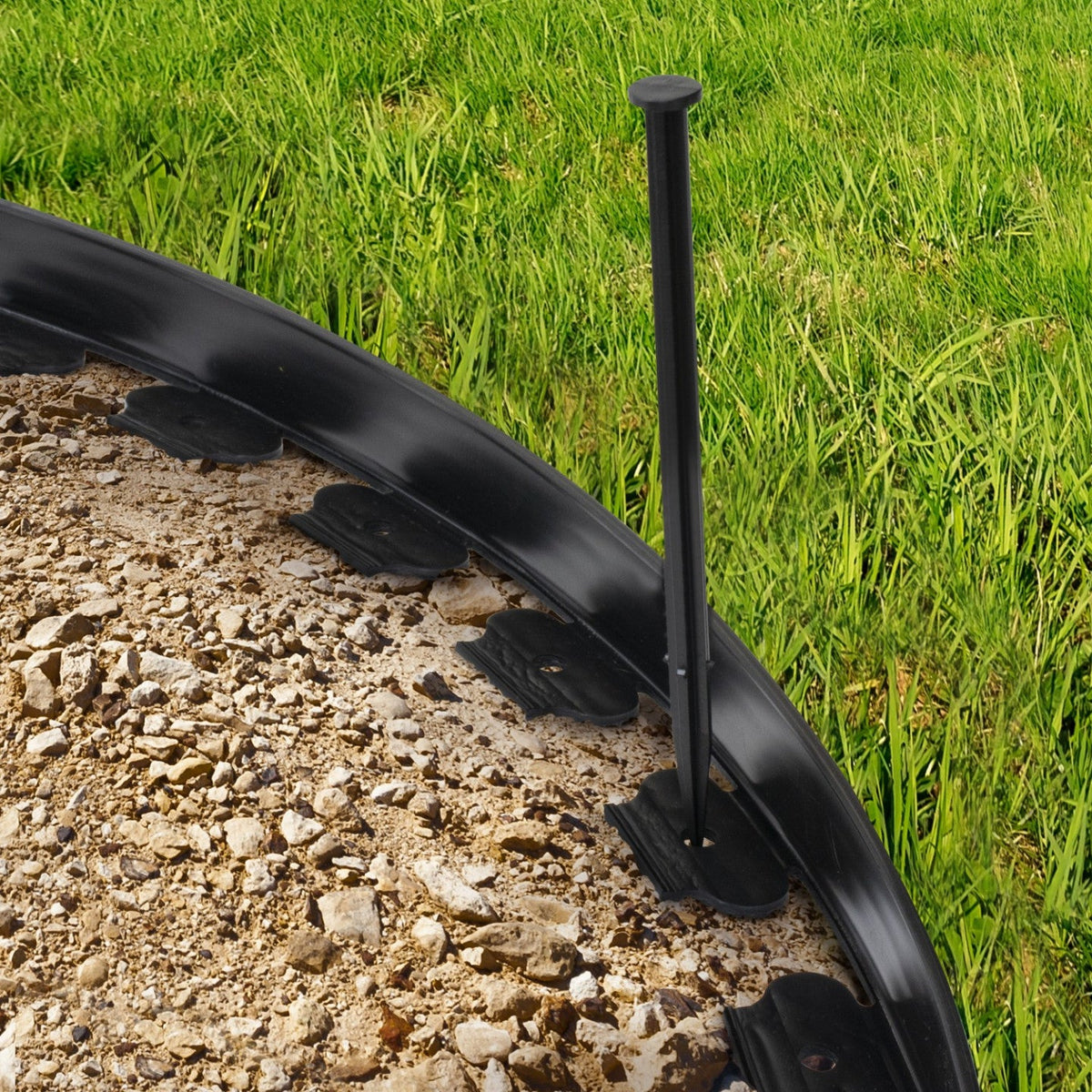 Bordure de jardin flexible 10 m noire hauteur 5 cm + 30 piquets