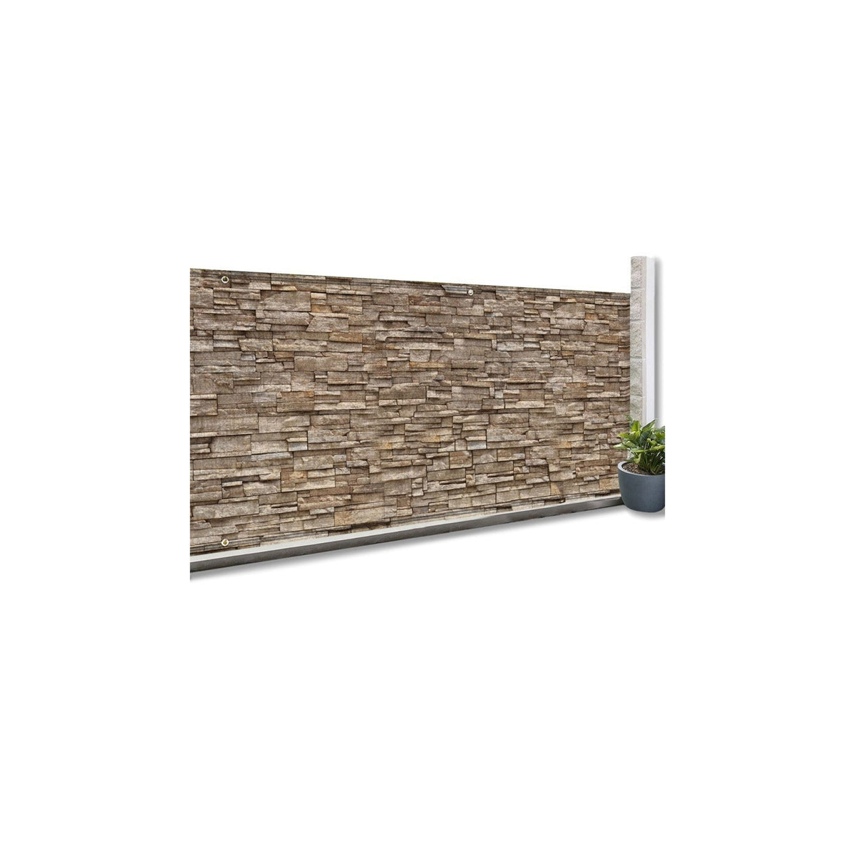 Brise-vue occultant 1,5 x 10 m motif pierre marron 160 g/m²