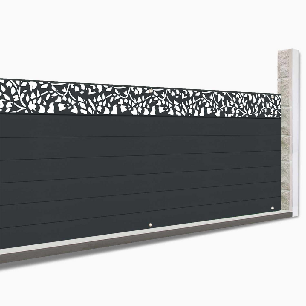 Brise-vue occultant 1,5 x 10 m effet lames de clôture motifs FLOWER 160 g/m²