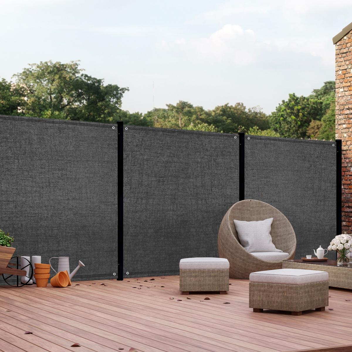 Brise-vue ultra-résistant 1,5 x 10 m gris 400 g/m² haut de gamme