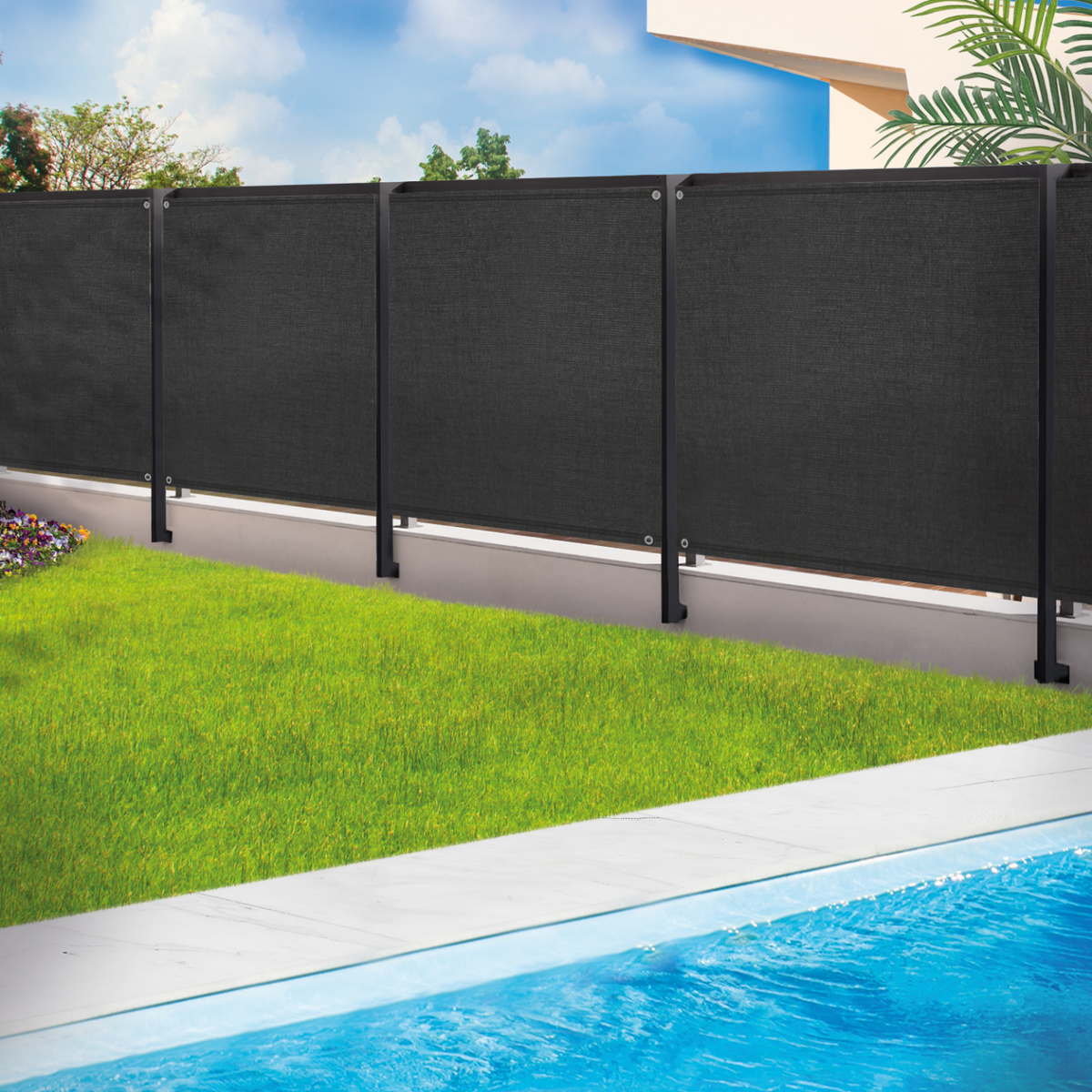 Brise-vue renforcé 1,5 x 10 m noir 220 g/m² luxe PRO